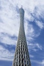 Canton TV tower against a blue cloduy sky, Guangzhou, China Royalty Free Stock Photo